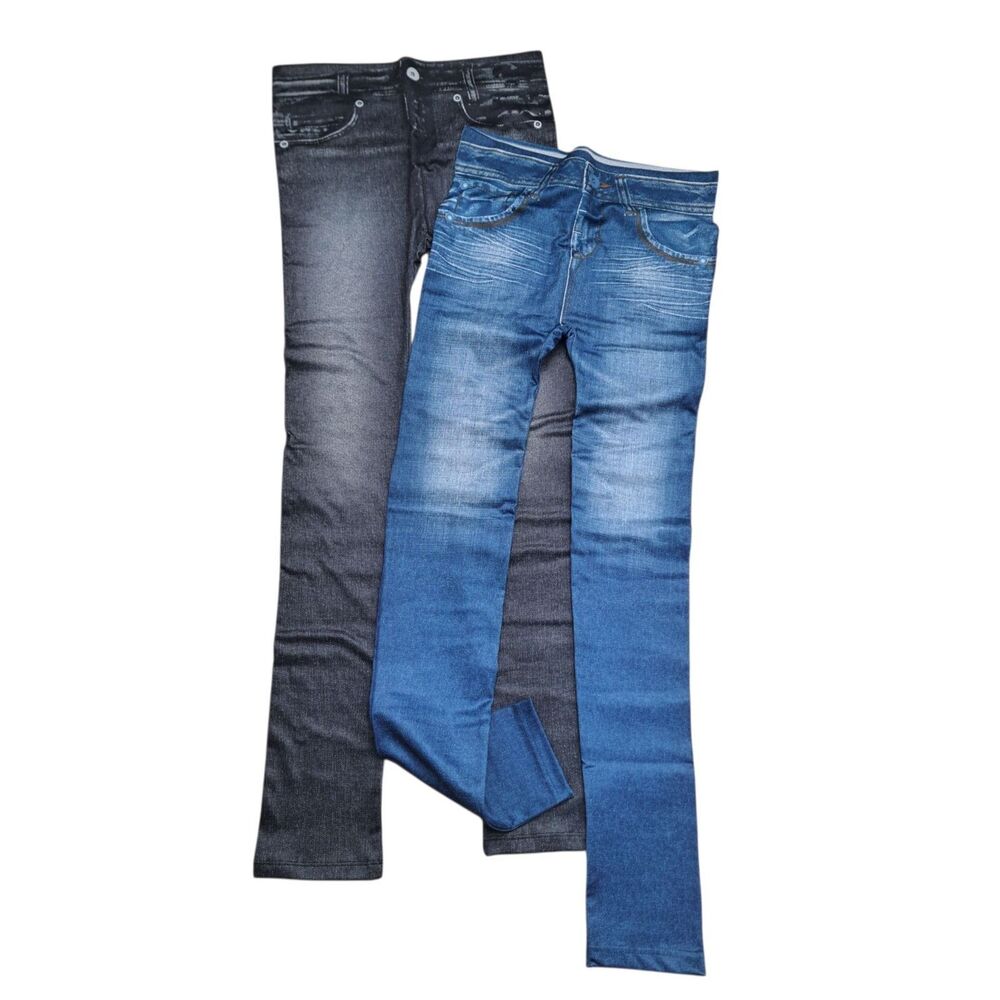 Genie 2Pk As Seen on TV Ultra Soft Plush Lining Blue Black Jeggings Women's 2X